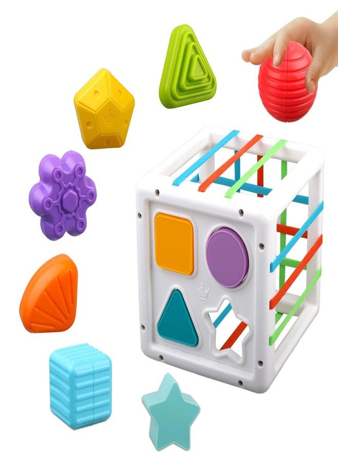 Zusaca Shape Sorting Toys Sensory Shape Sorting Toys Including Colorful Elastic Bands Sensory Bin with Balls & Blocks, Best Gift for Early Educational Babies and Toddlers - Multi. - Image 1